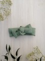 Opaska ciepła zimowa jesienna bawełniana prążkowana wiązana komplet komin czapka hand made ręcznie robiona polska marka dla dziecka dziewczynki chłopca noworodek noworodka na uszka miętowa brudna mięta zielony jasny zieleń pudrowa pastelowa