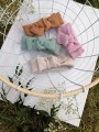 Opaska ciepła zimowa jesienna bawełniana prążkowana wiązana komplet komin czapka hand made ręcznie robiona polska marka dla dziecka dziewczynki chłopca noworodek noworodka na uszka miętowa brudna mięta zielony jasny zieleń pudrowa pastelowa
