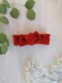 Opaska ciepła zimowa jesienna bawełniana prążkowana wiązana komplet komin czapka hand made ręcznie robiona polska marka dla dziecka dziewczynki chłopca bordo bordowa ceglana czerwona