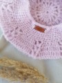 Beret berecik bawełniany wełniany jesienny ręcznie robiony dziergany na drutach  hand made  czapka nakrycie głowy dla dzieci niemowląt noworodek noworodka ozdoba do włosów akcesoria do włosów lila liliowy fioletowy pudrowy lawendowy