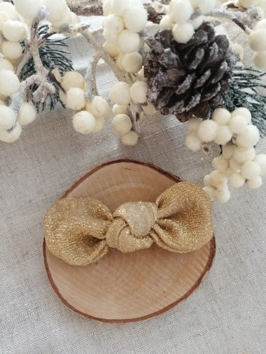 ręcznie robiona hand made Kokarda kokardka spinka do włosów opaska bezuciskowa dla dzieci niemowląt noworodek  noworodka ozdoba do włosów akcesoria do włosów złota srebrna brokatowa świąteczna