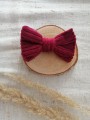 ręcznie robiona hand made Kokarda kokardka spinka do włosów opaska bezuciskowa dla dzieci niemowląt noworodek  noworodka ozdoba do włosów akcesoria sztruksowa bordo wiśnia wiśniowy czerwony fiolet