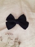 Czarna lniana mała wiązana kokardka