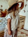 narzutka kardigan kamizelka dziergana boho lniana z frędzlami szara