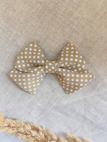 Kokarda kokardka spinka do włosów opaska bezuciskowa dla dzieci niemowląt beżowa kremowa w kropki kropeczki w grochy