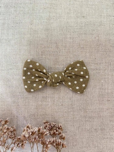 Kokarda kokardka spinka do włosów opaska bezuciskowa dla dzieci niemowląt mała spinka beż beżowy brąz kremowy w kropki kropeczki grochy