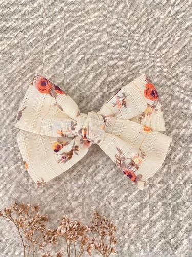 ręcznie robiona hand made Kokarda kokardka spinka do włosów opaska bezuciskowa dla dzieci niemowląt noworodek  noworodka ozdoba do włosów akcesoria do włosów kremowa fioletowe kwiaty róże złoto złota wesele impreza gumka
