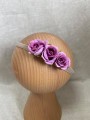 ręcznie robiona hand made Kokarda kokardka spinka do włosów opaska bezuciskowa dla dzieci niemowląt noworodek  noworodka ozdoba do włosów akcesoria wianek z kwiatów wianuszek chrzest chrzciny ślub wesele impreza filoetowy fiolet wrzosowy lawendowy