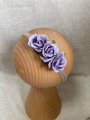 ręcznie robiona hand made Kokarda kokardka spinka do włosów opaska bezuciskowa dla dzieci niemowląt noworodek  noworodka ozdoba do włosów akcesoria wianek z kwiatów wianuszek chrzest chrzciny ślub wesele impreza filoetowy fiolet wrzosowy lawendowy