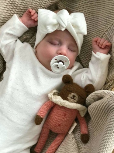 Opaska ciepła zimowa jesienna bawełniana prążkowana wiązana komplet komin czapka hand made ręcznie robiona polska marka dla dziecka dziewczynki chłopca na uszka śmietankowa biała biel wanilla