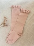 Podkolanówki z koronką - Condor różowe