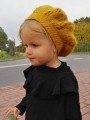 Beret berecik bawełniany wełniany jesienny ręcznie robiony dziergany na drutach  hand made  czapka nakrycie głowy dla dzieci niemowląt noworodek noworodka ozdoba do włosów akcesoria do włosów miodowy brązowy