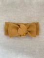 Opaska ciepła zimowa jesienna bawełniana prążkowana wiązana komplet komin czapka hand made ręcznie robiona polska marka dla dziecka dziewczynki chłopca miodowa żółta