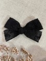 ręcznie robiona hand made Kokarda kokardka spinka do włosów opaska bezuciskowa dla dzieci niemowląt noworodek  noworodka ozdoba akcesoria czarna haftowana haft