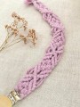 ręcznie robiona hand made dla dzieci niemowląt noworodek  noworodka ozdoba zawieszka do smoczka gryzaka przywieszka spersonalizowana z imieniem personalizowania imię dziecka naturalna drewno drewniana makrama pleciona brudny róż