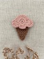 ręcznie robiona hand made Kokarda kokardka spinka do włosów opaska bezuciskowa dla dzieci niemowląt noworodek  noworodka ozdoba akcesoria  dziergane włóczka szydełko lód lodzik lato lody spinka lód wafelek
