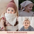 Chustka muślinowa z muślinu lekka dla noworodka noworodkowa dla dziecka jesienna  wiązana komplet chusta pod szyje na głowę przeciw słoneczna komin czapka hand made ręcznie robiona polska marka dla dziecka dziewczynki kremowa
